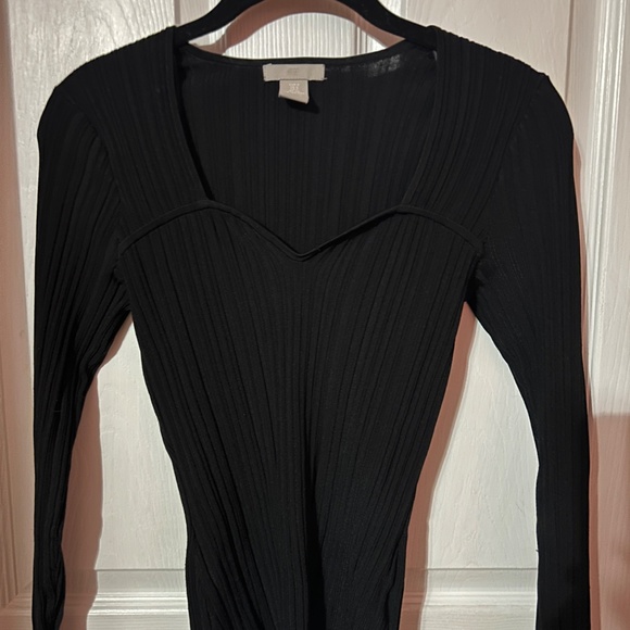 H&M NWOT BUSTIER STYLE TOP TRENDY LONG SLEEVE BLACK SIZE SMALL US EU S NEW TAGS - Picture 12 of 13